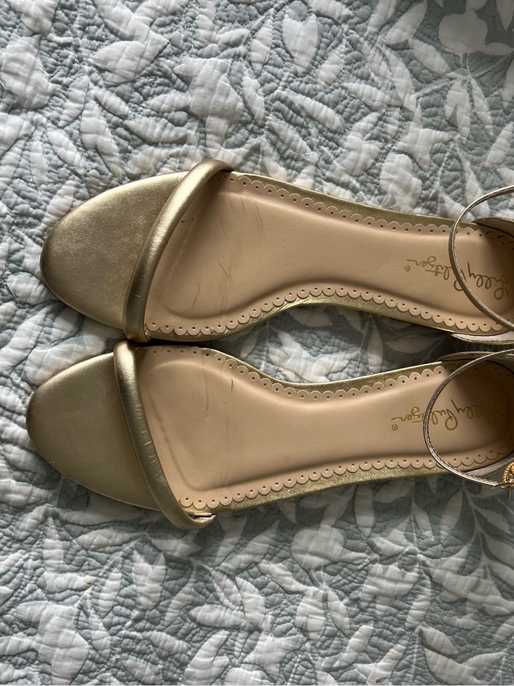 Lilly Pulitzer Gold Metallic Ankle-Strap Sandals